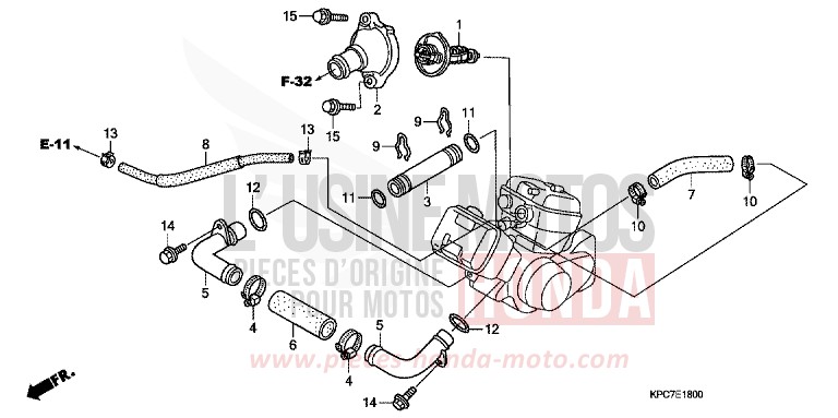 WATER HOSE for Varadero 125 SPANGLE SILVER METALLIC (NHA49) from 2010